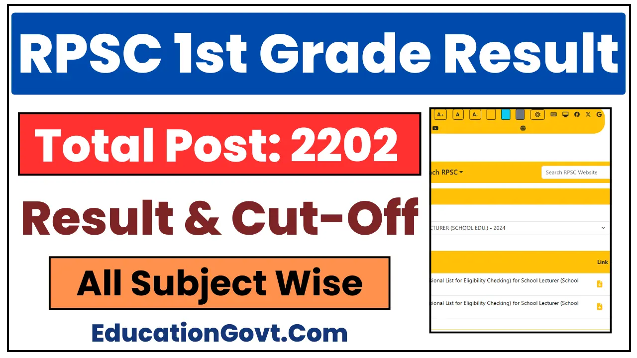 RPSC 1st Grade Result 2025
