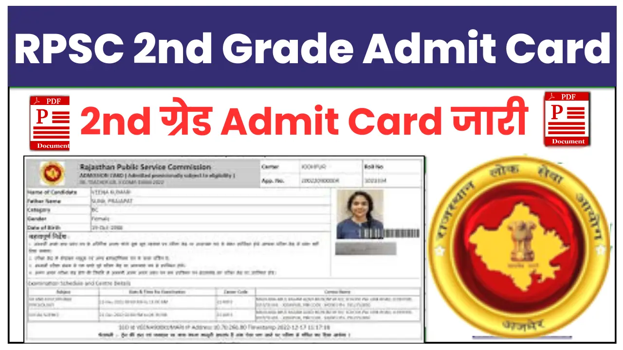 RPSC 2nd Grade Teacher Admit Card 2025