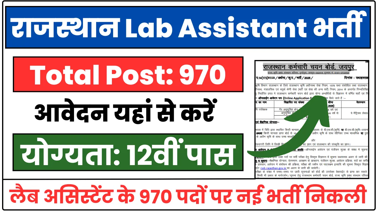 Rajasthan Lab Assistant Recruitment 2025