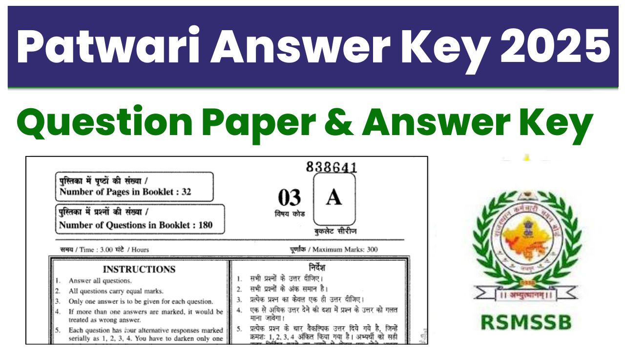 Rajasthan Patwari Answer Key 2025